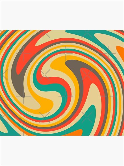 Retro Swirl 70s Colors Abstract Shower Curtain For Sale By