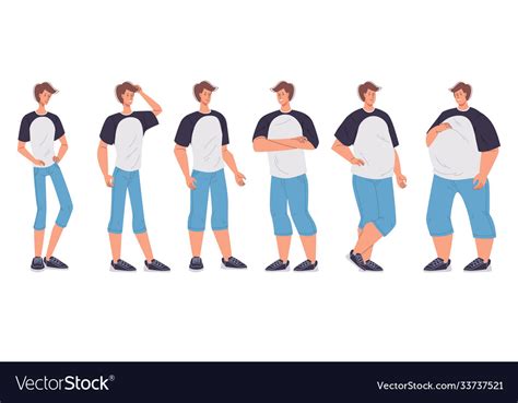 Male Body Figure Change Form Slim To Oversized Vector Image