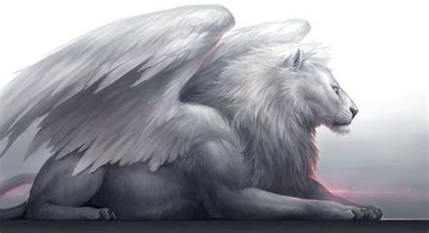 White Winged Lion Mythical Creatures Fantasy Beasts Mythical