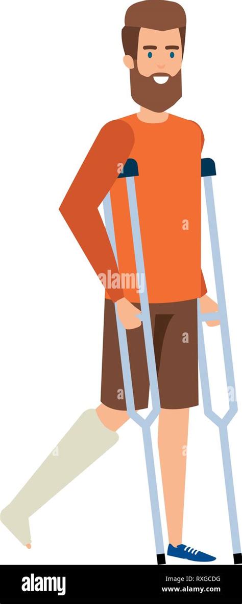 Man In Crutches Character Stock Vector Image And Art Alamy