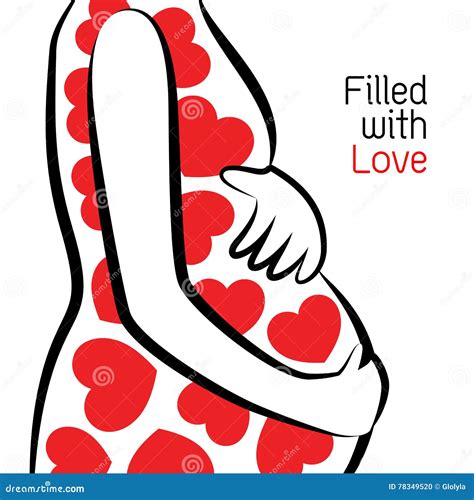 Pregnant Woman Filled With Hearts Stock Vector Illustration Of Motherhood Icon 78349520