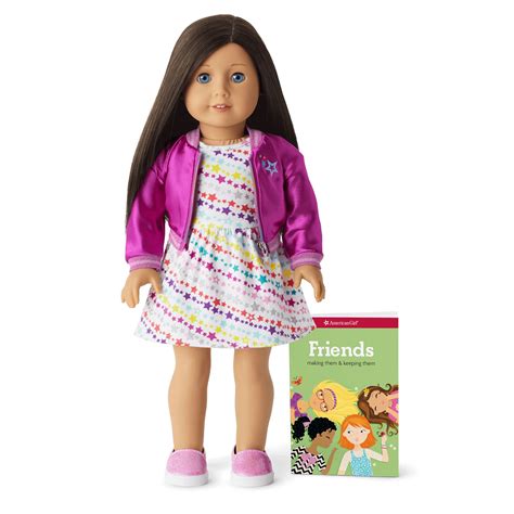 American Girl Truly Me Dn60 Doll And Book Dark Brown Hair And Blue Eyes 18 Doll