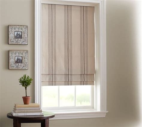 French Stripe Cordless Roman Shade Traditional Roman Shades By