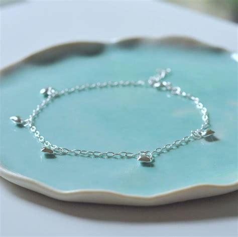 Silver Heart Anklet By Peony Love