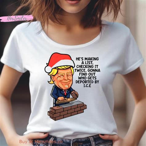 Donald Trump Santa Claus Funny Christmas Build The Wall Shirt Hersmiles