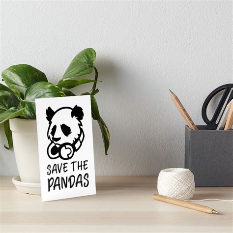 Save The Pandas Headphones Panda Art Board Print For Sale By