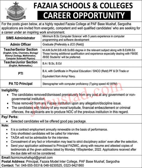 Govt Jobs In Paf Base Sargodha September 2022 Advertisement