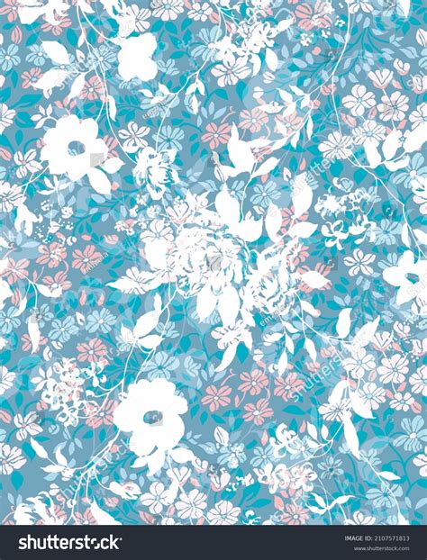 Blue Flowers Texture Seamless Pattern Stock Illustration 2107571813