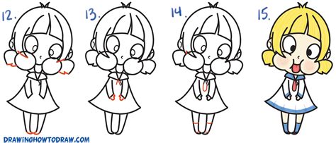 How To Draw A Cute Cartoon Girl Chibi Sticking Her