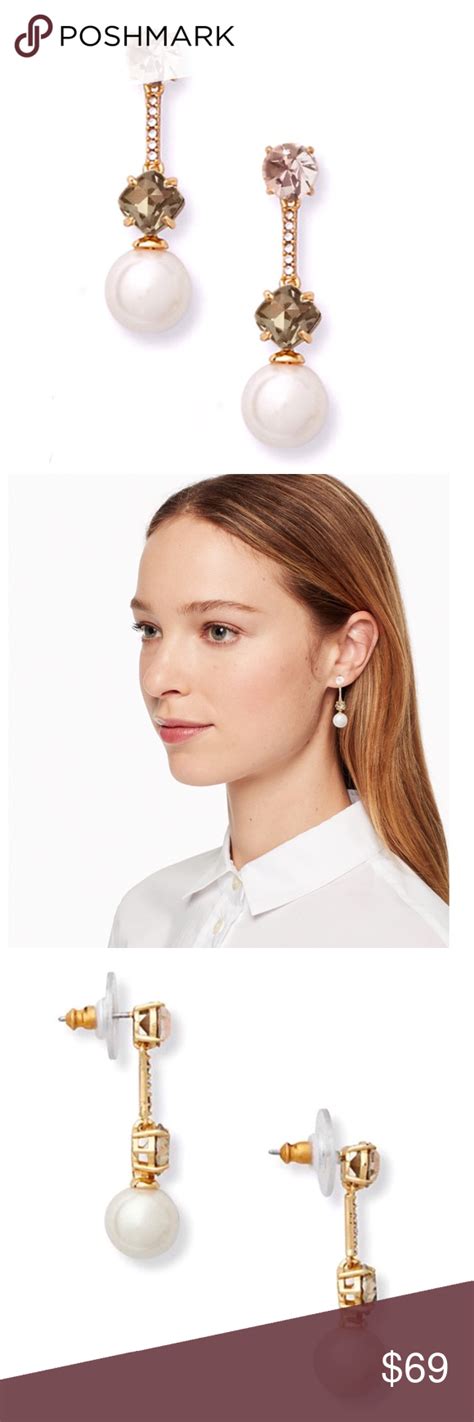 Kate Spade Linear Pearl Crystal Earrings Crystal Earrings Kate