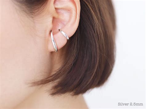 Earlobe Cuff Earrings Sterling Silver Trendy Fashion Jewelry