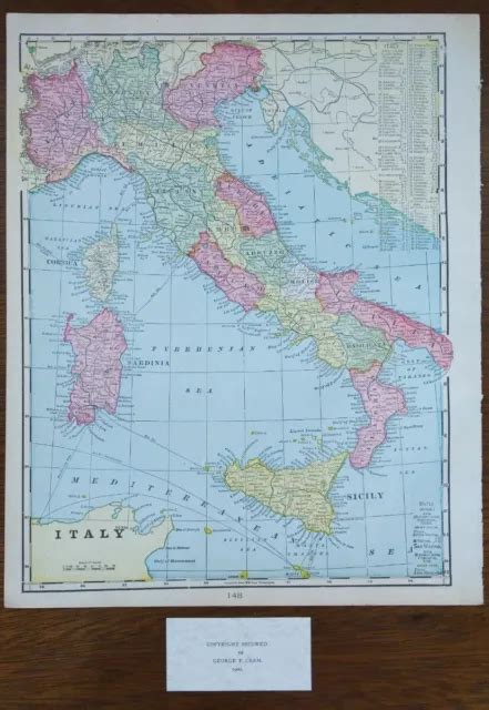 Vintage 1900 Italy Map 11 X14 ~ Old Antique Original Florence Milan Naples Rome 16 39 Picclick