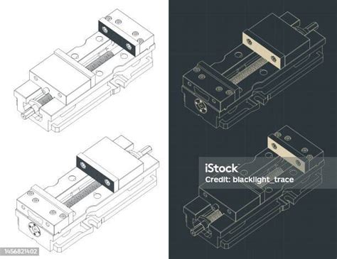 Machine Vice Isometric Blueprints Stock Illustration Download Image