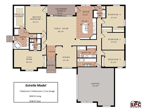 1 Story 4 Bedroom House Floor Plans Floorplans Click