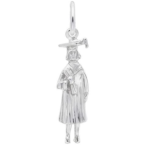 Rembrandt Girl In Graduation Cap And Gown Charm Sterling Silver