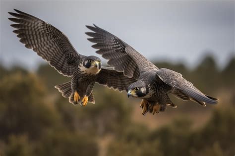 Premium Ai Image Two Peregrine Falcons Are Flying In The Sky