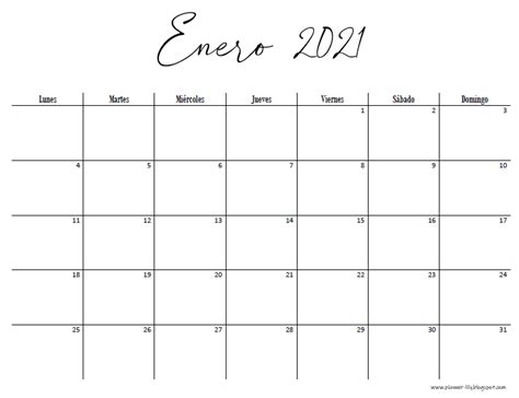 Planner Mensual Enero 2021 Gratis Imprimible Calendario Plantilla De