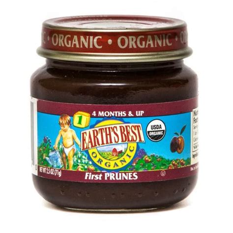 Prune baby food may also be an effective product for older children and even adults who are having difficulty with bowel movements. Earth's Best Organic Stage 1 First Prunes Baby Food | Best ...