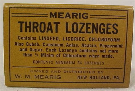 Vintage Mearig Throat Lozenges Advertising Box 103445074