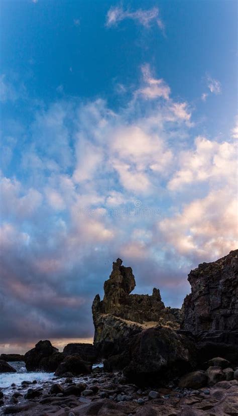 Londrangar Coastal Rock Formation In Iceland Stock Image Image Of