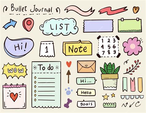 Premium Vector Cute Bullet Journal Notes Paper And Ornament