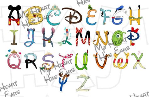 Disney Word Characters Alphabet Instant Download Digital Clip Art Or