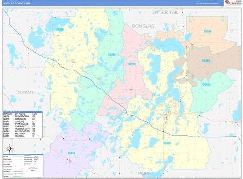 Douglas County Mn Wall Map Color Cast Style By Marketmaps Mapsales