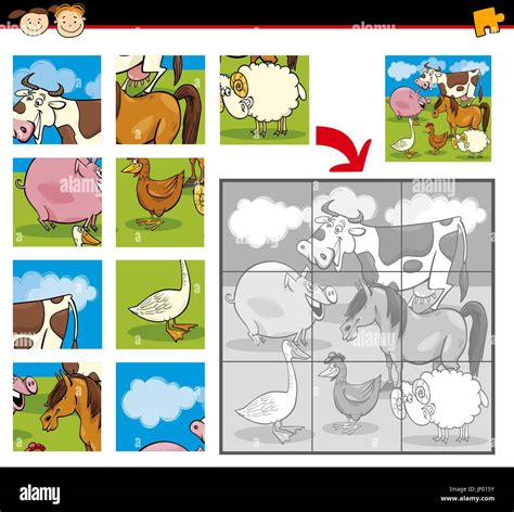 Bildung Tiere Illustration Bauernhof Puzzle Puzzle Jigsaw Puzzle