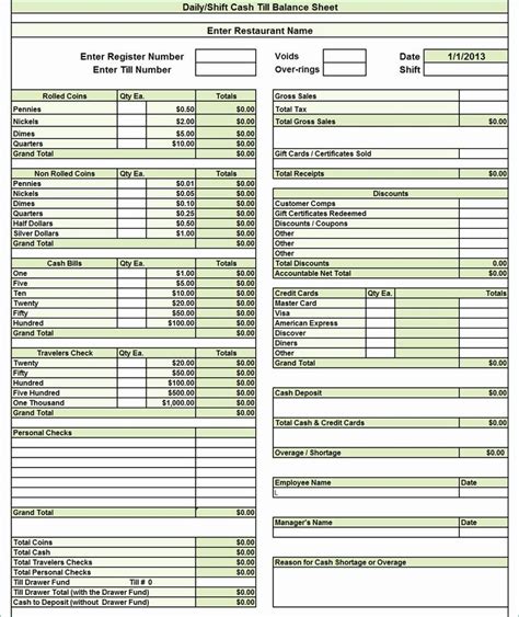 Cash Drawer Count Sheet Template Marvelous Search Results