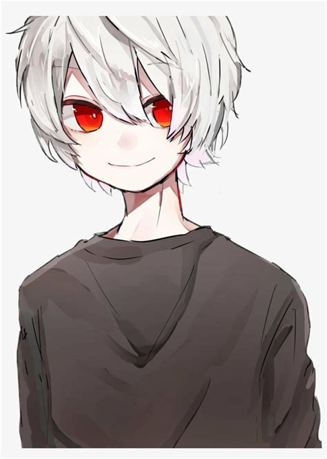 Animeboy Whitehair Redeyes Black Anime Boy Red Eyes 884x1199 Png