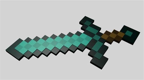 3d Model Minecraft Diamond Sword Vr Ar Low Poly Cgtrader