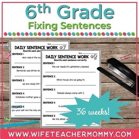 36 Weeks Of Fixing Sentence For 6th Grade Etsy