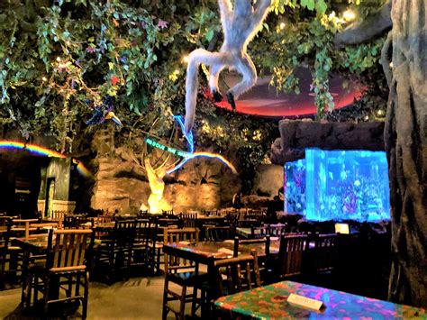 Dining At Rainforest Cafe With Kids 5 Suitcases