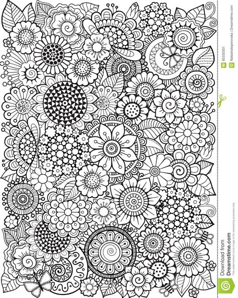 Print out this coloring pages for adults abstract flowers and enjoy to coloring Black-and-white Summer Flowe Isolated On White. Abstract ...
