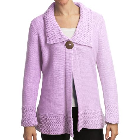 Pure Handknit Bronx One Button Tunic Cardigan Sweater For Women