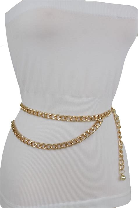 Women Belt Gold Metal Chain Links Hip Waist New Elegant Dressy Fashion