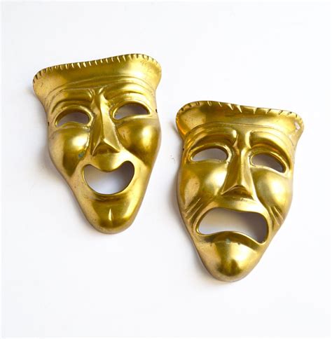 Vintage Brass Drama Masks Comedy And Tragedy Etsy Canada Comedy And