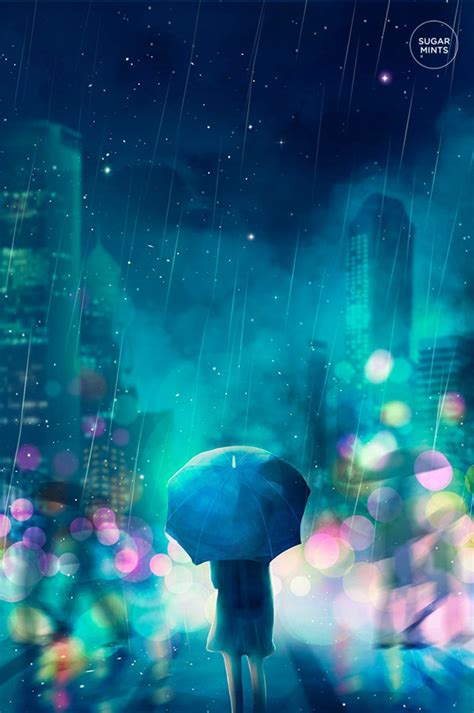 Anime Rain Cityscape Poster Anime Scenery Poster Tokyo Cityscape