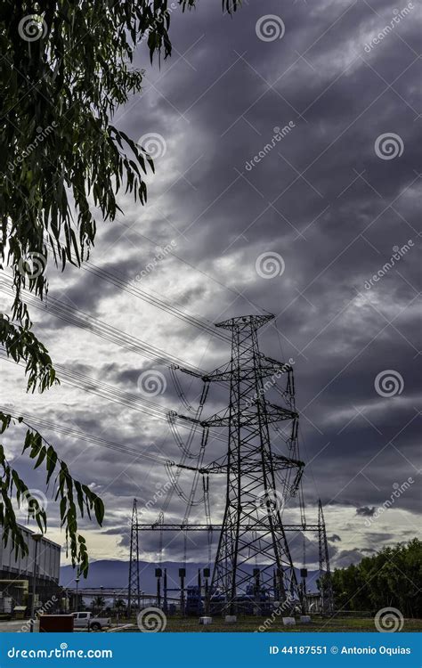Power Plant Transmission Lines Stock Image Image Of Steel Dark 44187551