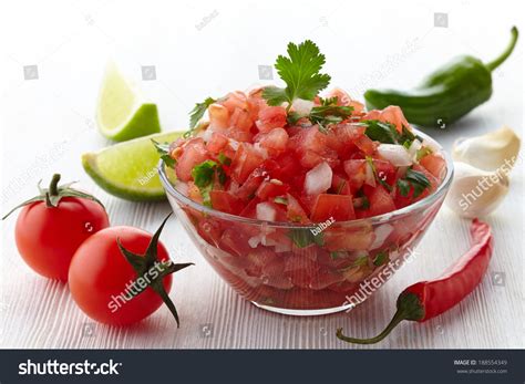 Bowl Fresh Salsa Dip Ingredients On Stock Photo Edit Now 188554349