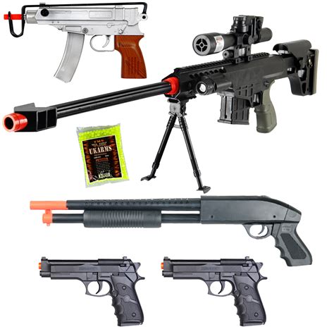 We sell airsoft guns hand picked by our staff pistols and rifles. New Lot of 5 Airsoft Guns Sniper Rifle Shotgun Machine Pistols 1000 6mm BBs | eBay