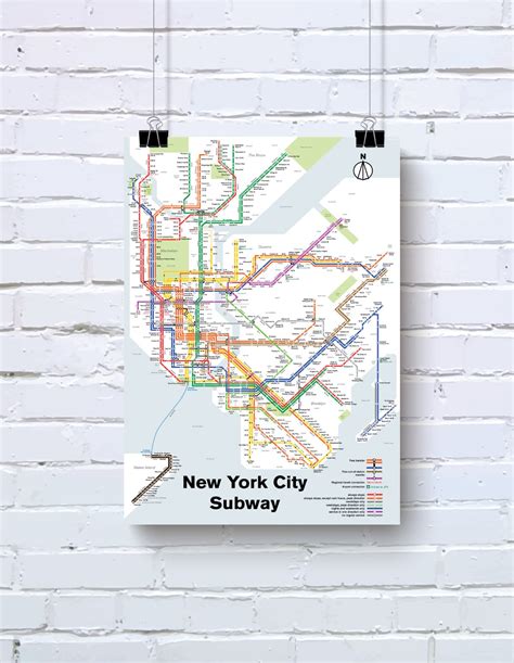 New York City Subway Map Print Original Art Poster Etsy