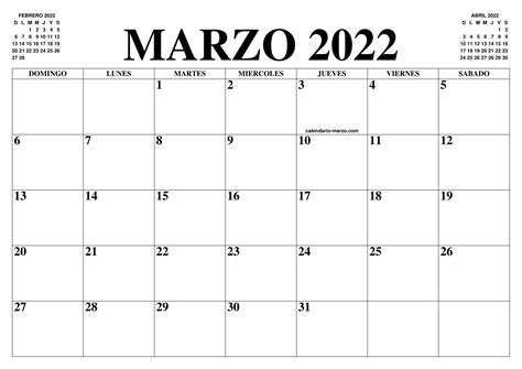 Calendario Marzo 2022 2023 El Calendario Marzo 2022 2023 Para