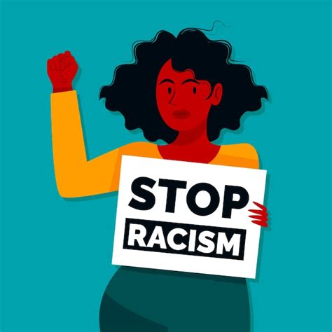 Free Vector Young Woman Holding A Placard With Stop Racism Message