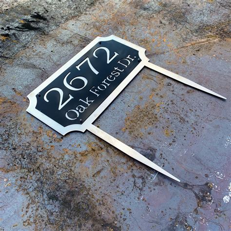 Stainless Steel Address Sign With Stakes Custom Address Sign Yard