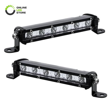 2pc 7 Ultra Slim Single Row Off Road Cree Led Light Bar 1530lm 18w