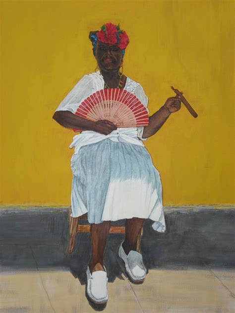 Cuban Cigar Lady Painting By Toulla Simon Hadjigeorgiou Saatchi Art