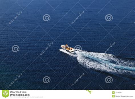 Speed Boat Aerial View On Blue Sea Stock Image Image Of Pleasure