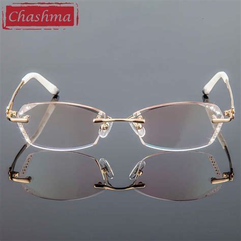 Chashma Brand Women Diamond Trimmed Tint Lenses Glasses Frame Prescription Spectacles For Female