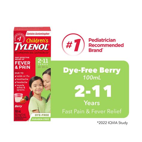 Tylenol Childrens Acetaminophen Suspension Liquid Dye Free Soothing